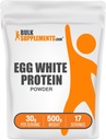 BulkSupplements.com Egg White Protein Powder - Egg White Powder, Lactose Free Protein - Unflavored & Dairy Free, 30g per Serving, 500g (1.1 lbs) (Pack of 1)