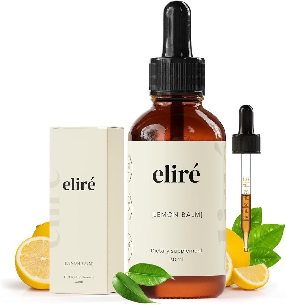 Organic Lemon Balm Drops (10: 1) - Alkohol- Free Extract med kun 3 Ingredienser - Gentle After- Meal fordøjelseskomfort og lejlighedsvis Bloat Relief - Mix in Tea - Organic, Kosher, Non- GMO - 1 fl oz