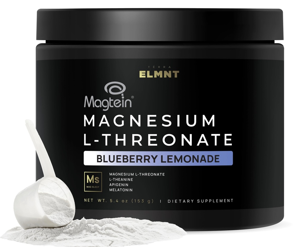 Triple Sleep Magnesium L- Threonate Powder w. Apigenin, L- Theanin + Melatonin - Magtein Magnesium L Threonate Supplement - High Strength Magnesium for Deep Sleep & Calm Natural Sleep Aid til voksne