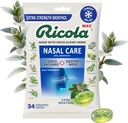 Ricola Max Cool Menthol Nasal Care Large Bag ttesmå 124; Host suppressant Drops stesæt 124; Dual Action Liquid Center ttesmå 124; Lindrende Long- Lasting Relief - 34 Greve (pakke med 1)