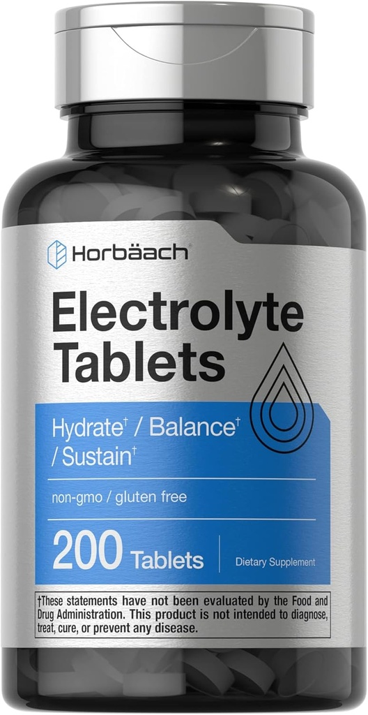 Horbäach Electrolyte Tablets against 124; 200 Grev 124; Vegetarian against 124; Keto-Friendly against 124; Non- GMO, og Gluten Free Hydration Supplement