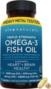 Viva Naturals Triple Strength Omega 3 Fish Oil Pills - 2500 mg højpotens Formel med 2250 mg Omega 3 Fedtsyrer (herunder EPA, DHA, DPA) i rTG Form for Absorption - IFOS Certificeret, 90 Softgels