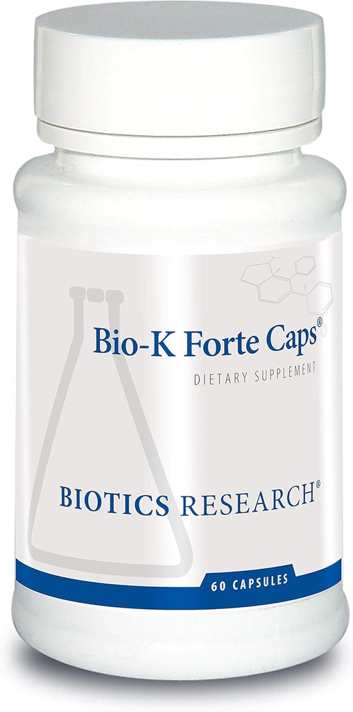 Biotics Research Bio K Forte Caps Vitamin K som menaquinon 7, phytonadion, Kombination med K1 & MK 7 i en 1: 10 Ratio. High Potence Vitamin K med Tea og Catalase 60 kapsler