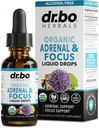 Adrenal Support Supplements Liquid Drops - Organic Adrenal og Focus Supplement, Cortisol Manager Adaptogen voksne, Ginkgo Biloba for børn rolig - Natural Brain og Memory Træthed Stress Opmærksomhed 1oz