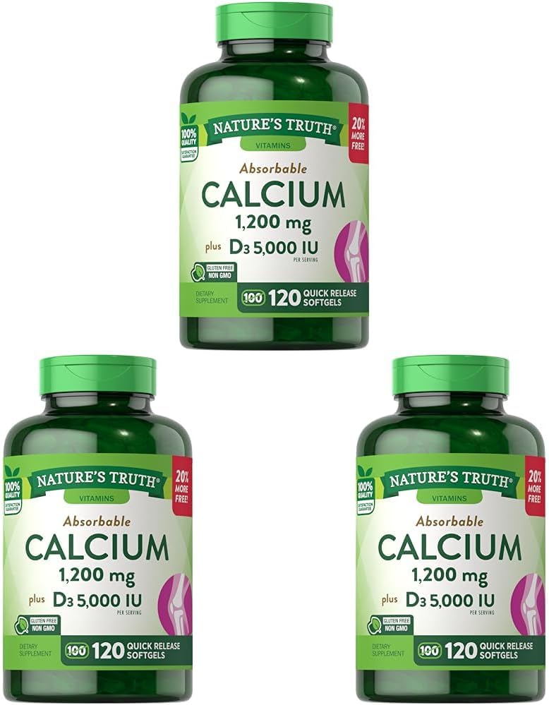 Nature 's Truth Absorbable Calcium 1200 mg med vitamin D3 5000 IE