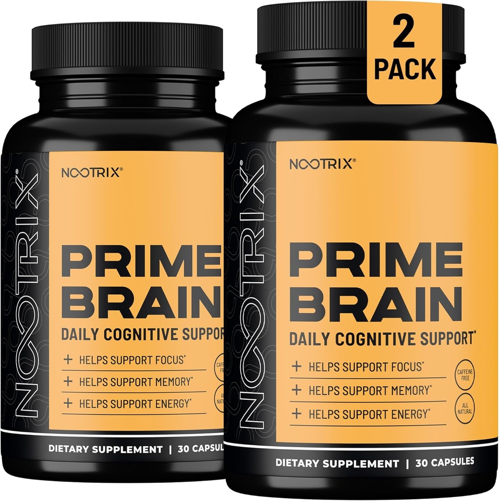 Nootrix Prime Brain Nootrop Supplement Note 124; Understøtter hukommelse, Mental Focus, kognitiv sundhed & energi