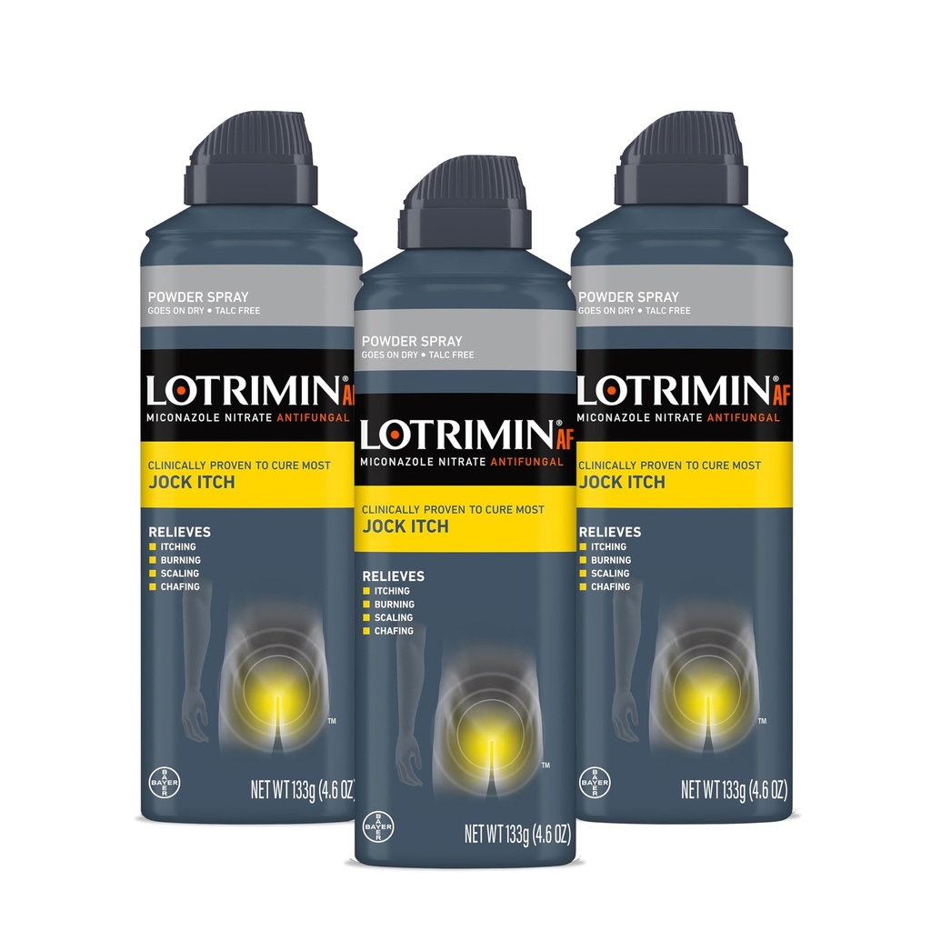 Lotrimin AF Jock Itch Powder Spray, Miconazole Nitrate 2% - Treatment of Most Itch, 4.6 Ounces (133 Bedste) Spray Can (Pack 3)
