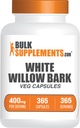 Bulkadditions.com Hvid Willow Bark kapsler - Urtetilskud, Hvid Willow Bark ekstrakt 400mg - Gluten Free, 1 Kapsel per servering, 365 Veg kapsler (pakke med 1)