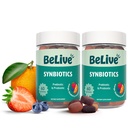 BeLive Synbiotics - Probiotic & Prebiotic Fiber Gummies for Adults and Kids - Digestive Support and Gut Health, 500 Million CFUs - Strawberry, Orange, Blueberry Flavor | 2-Pack