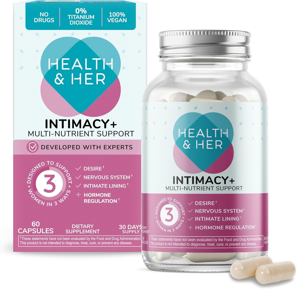 Sundhed & hendes intimitet + Multi- Nutrient Support for Kvinder - Indeholder Maca Root og Tribulus til at hjælpe med at opdage dig igen, Vegan (60 ct -1 måned)