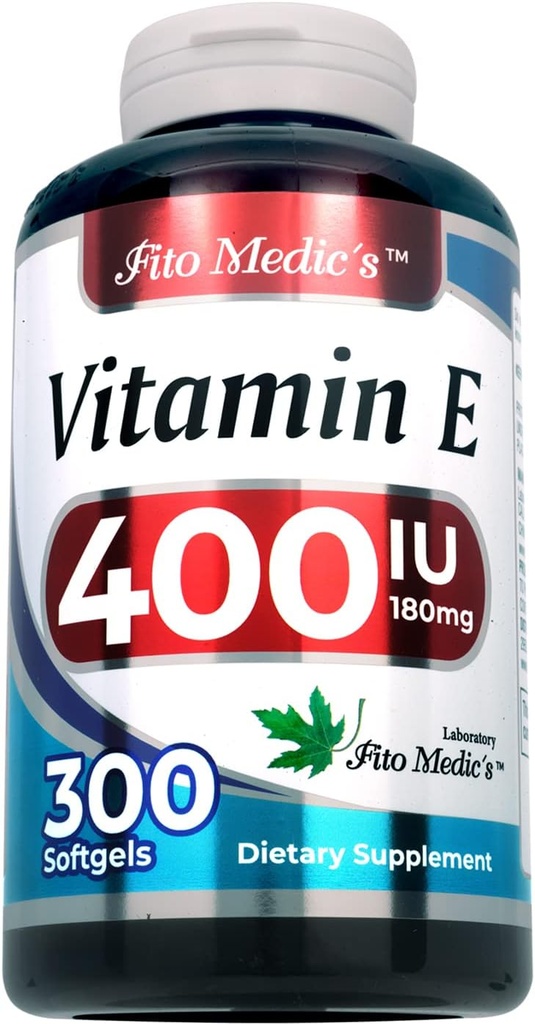 FITO MEDIC 'S Lab - Vitamin e - 400 IE, 300 Softgels of - Pure- Vitamin e Oil - til antioxidant Support - Vitamin e Kapsler - Ultra høj Absorption- Vitamina e.