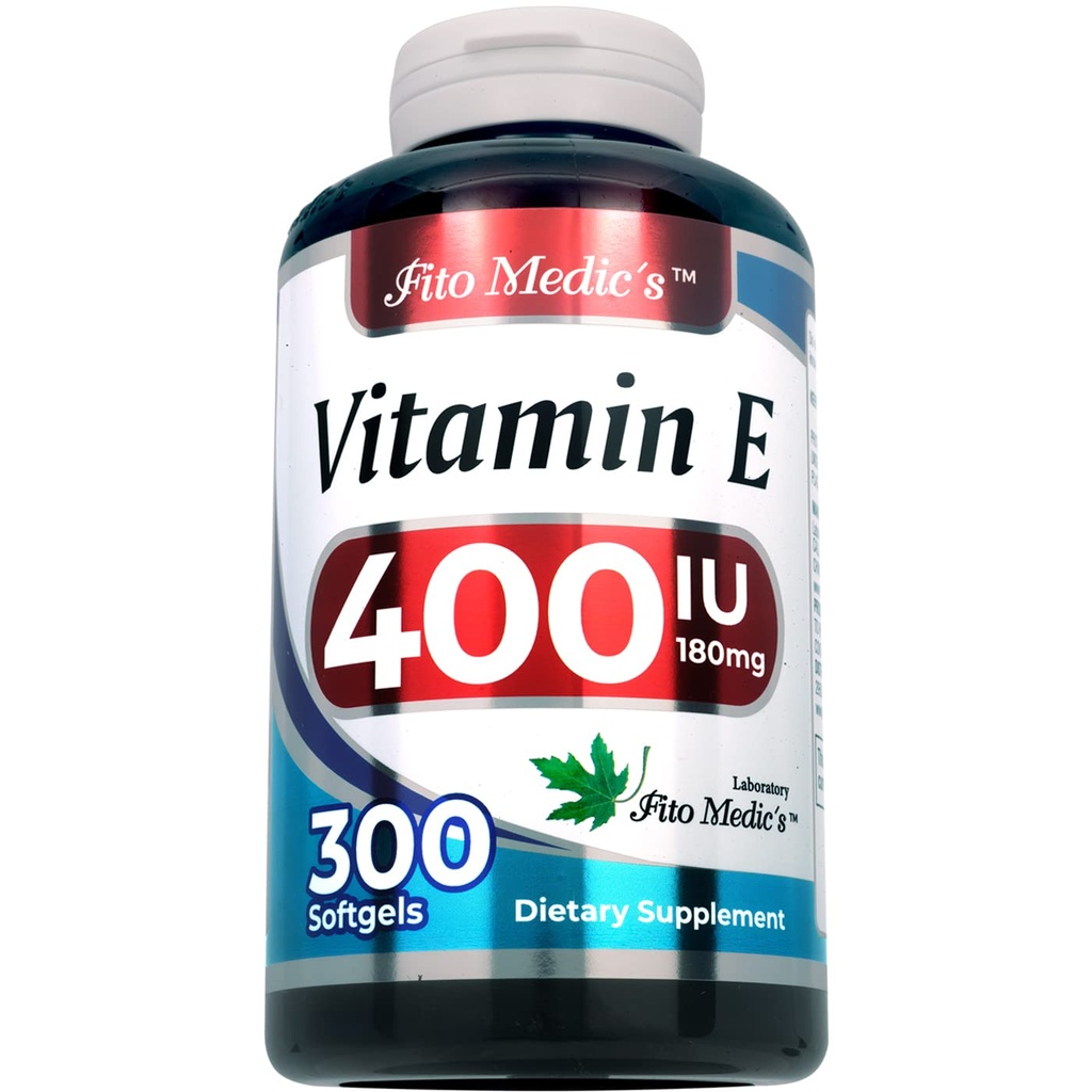 FITO MEDIC 'S Lab - Vitamin e - 400 IE, 300 Softgels of - Pure- Vitamin e Oil - til antioxidant Support - Vitamin e Kapsler - Ultra høj Absorption- Vitamina e.