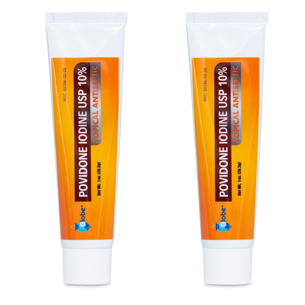 Globe (2 Pack) Povidon Jod 10% førstehjælp Salve 1 Oz, for Cuts Scrapes Burns (Sammenlign med betadin)