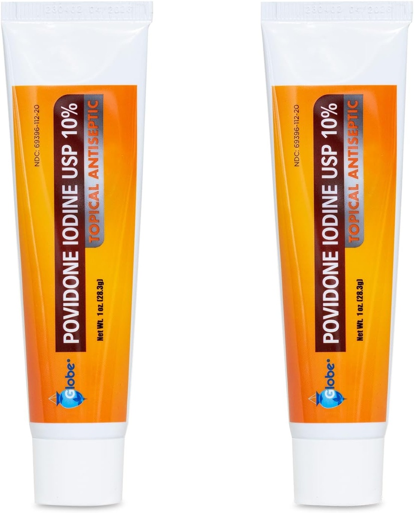 Globe (2 Pack) Povidon Jod 10% førstehjælp Salve 1 Oz, for Cuts Scrapes Burns (Sammenlign med betadin)