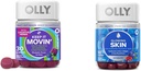 OLLY Constipation Relief Gummies med Rabarber, Prunes, Amla Plum Berry Flavor 30ct og glødende hud Gummy med Hyaluronsyre, Collagen, Sea Buckthorn 25 Day Supply Plump Berry 50 Greve