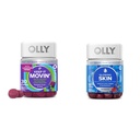 OLLY Constipation Relief Gummies med Rabarber, Prunes, Amla Plum Berry Flavor 30ct og glødende hud Gummy med Hyaluronsyre, Collagen, Sea Buckthorn 25 Day Supply Plump Berry 50 Greve
