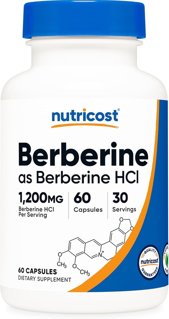 Nutricost Berberine HCl 1200mg , 60 Vegetarian Capsules - Gluten Free & Non-GMO