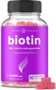 NutraChamps Biotin Gummies 10000mcg [høj potens] for sundt hår, hud & negle Vitaminer for kvinder, mænd & børn - 5000mcg i hver hår Vitaminer Gummy - Vegan, non-GMO, hår sundhed supplement