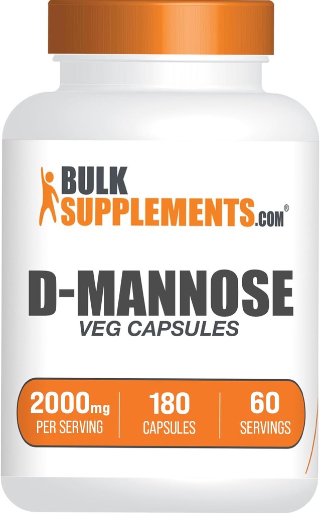 BulkSupplements.com D- Mannose Kapsler - D- Mannose Supplement, for Urinary Tract Support - Vegan & Gluten Free, 3 Kapsler pr Servering (2000mg), 180 Greve (pakke med 1)