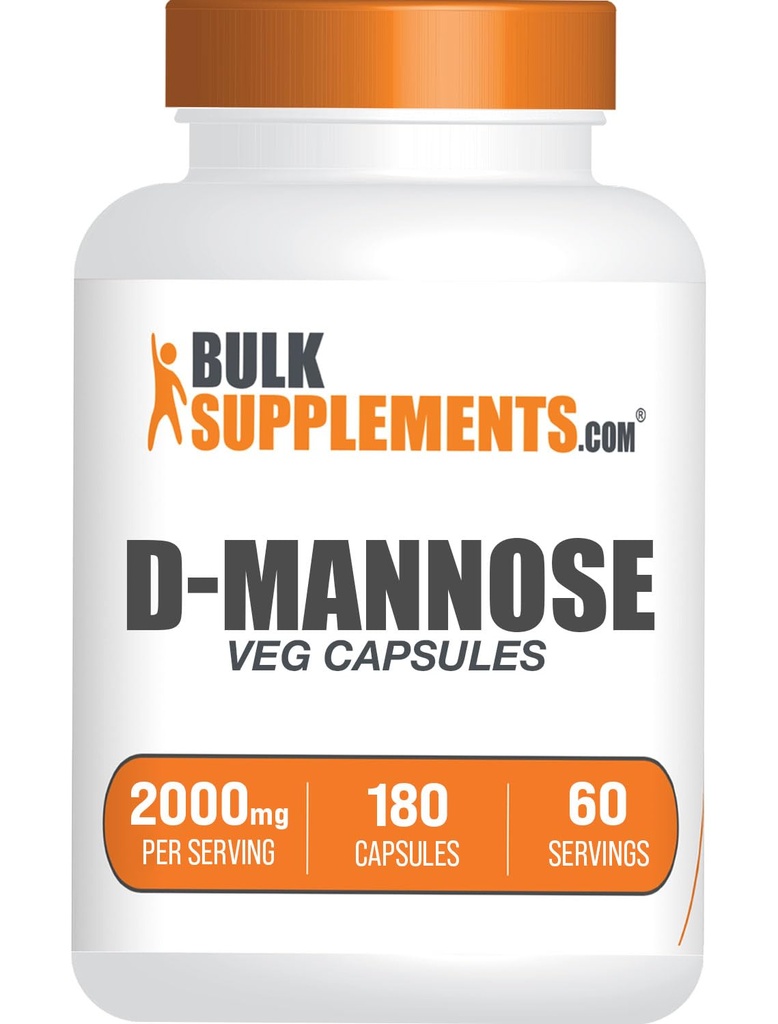 BulkSupplements.com D- Mannose Kapsler - D- Mannose Supplement, for Urinary Tract Support - Vegan & Gluten Free, 3 Kapsler pr Servering (2000mg), 180 Greve (pakke med 1)