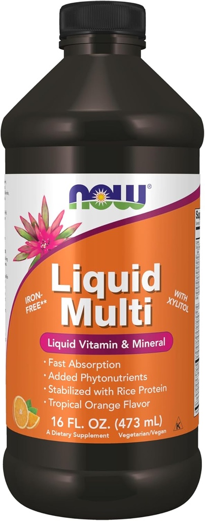 Now Foods Kosttilskud, Flydende Multi, Tropical Orange Flavor, Hurtig Absorption, med Tilføjet Phytonutrients, 16 -Ounce