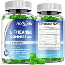 L- Theanine Gummies, l 'theanine 400mg med Ashwagandha, GABA, 5htp, L- Theanine Chewable Supplement til afslapning, Zzz & Focus Support, Vegan, Lemon Flavor, 120 Counts