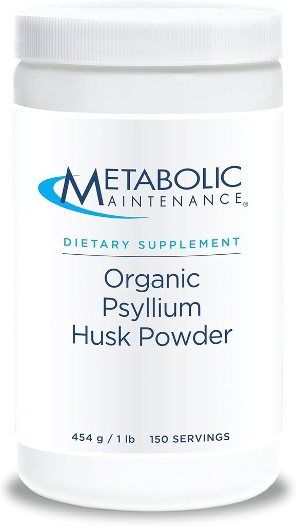 Metabolisk vedligeholdelse Organisk Psyllium Husk pulver - Unflavored Psyllium- Husk Bulk Opløselig Fiber supplement, Daglig støtte til fordøjelse, Gut Sundhed, Detox, Ingen Fyldere - 1 LB (150 Servere)