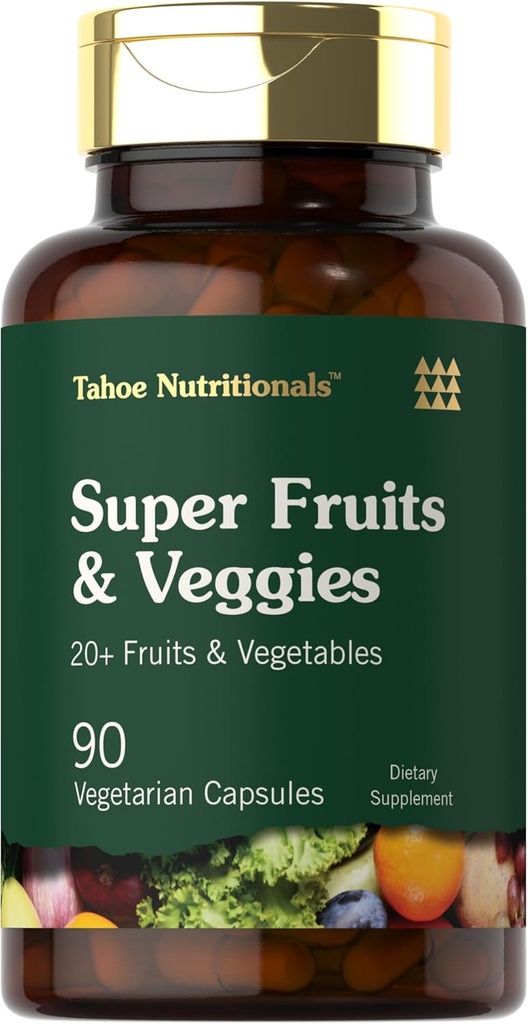 Tahoe Nutritionals Super Frugt og Veggies Kapsler 124; 90 Greve 124; Vegetarisk, Non- GMO og Gluten Free Supplement