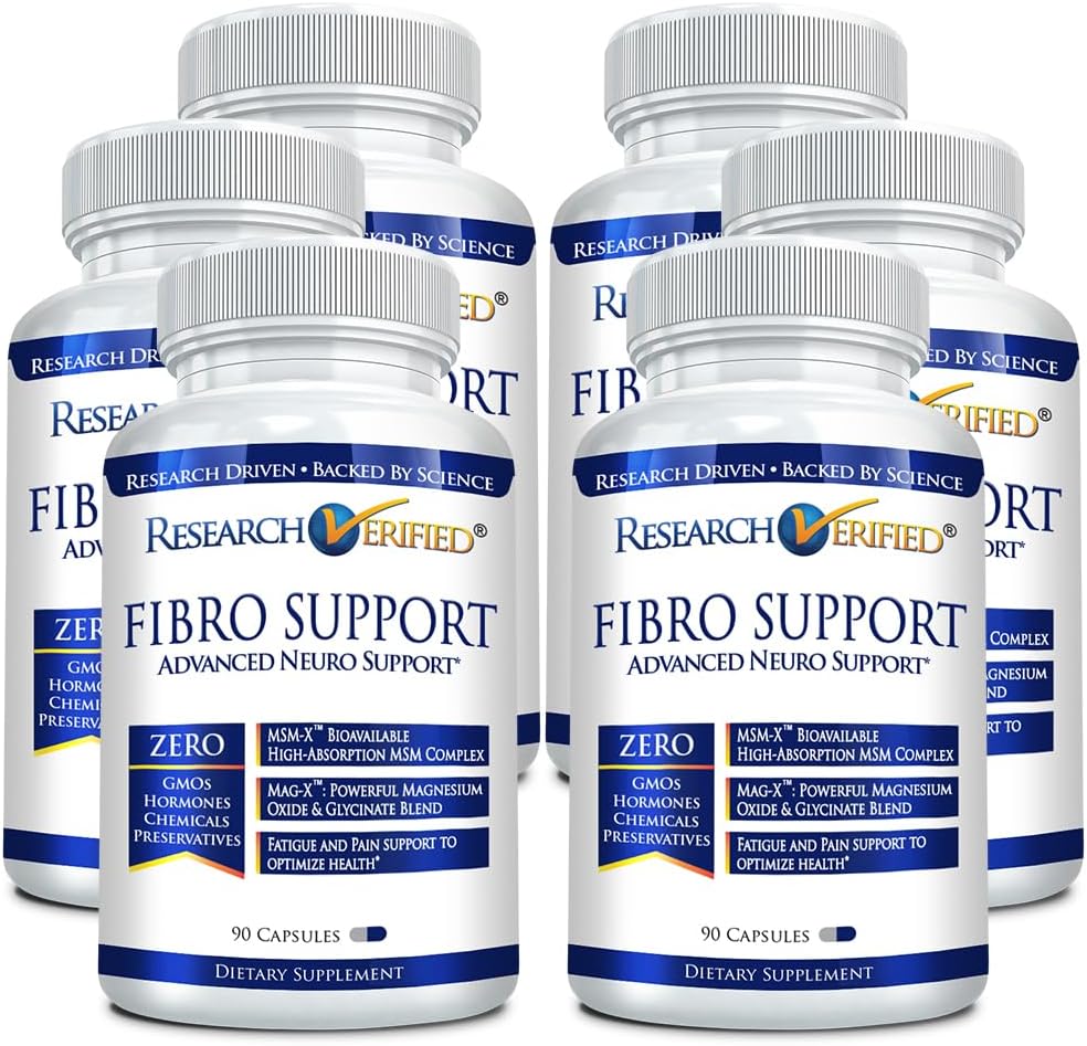 Forskning Verified Fibro Support - 540 Kapsler - MSM, Magnesium, D3 Vitamin, BioPerine - 6 Måned Supply - Vegan