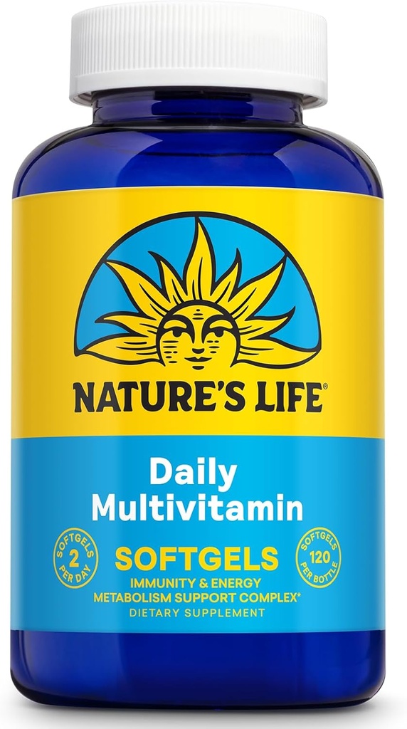 Nature 's Life Daily Multivitamin for mænd og kvinder - Komplet Multivitamin med jern - Daglig værdi af mest essentielle vitaminer og mineraler - Sund energi og immunforsvar - 60 Serv, 120 Softgels