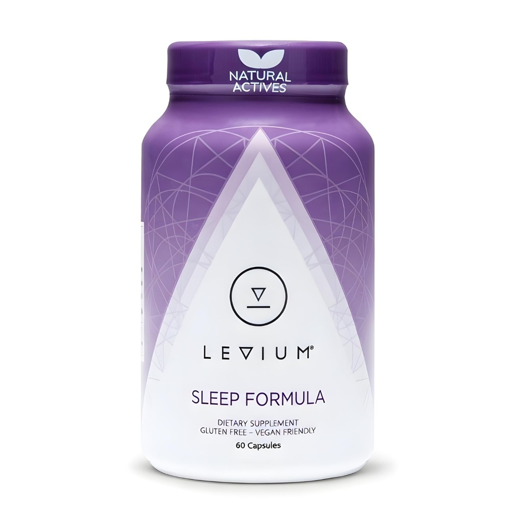 Levium Sleep Formula Supplement | Natural Relaxation Aid Capsules with Melatonin, GABA, L-Theanine, Magnesium | 60 Count Bottle – 30 Day Supply