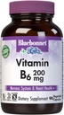 Bluebonnet Nutrition Vitamin B6 Vegetabilske kapsler, 200 mg, For cardiovaskulære og nervesystem Sundhed, Soja Free, Gluten Free, Kosher, Dairy Free, Vegan, Non- GMO, 90 Vegetabilske kapsler, 90 Servering