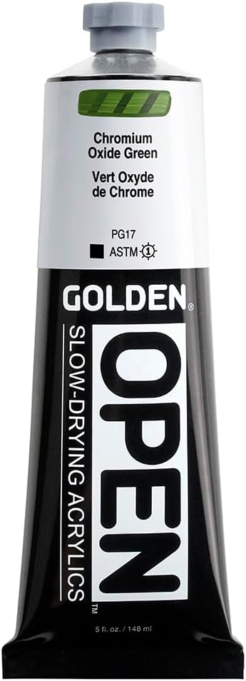 OPEN Show- Driing Acrylics by GOLDEN, Chrom Oxide Green, 5 fl oz. tube, Professional Akryl Paint, Opaque