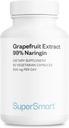 Supersmart - Grapefrugt Extract 600mg per dag (99% Naringin) - High Potency GSE Supplement - 124; Non- GMO & Gluten Free - 60 vegetariske kapsler