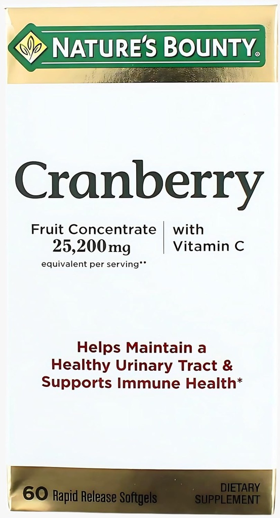 Nature 's Bounty Cranberry Kosttilskud, Understøtter urinveje og immunforsvar Sundhed, Softgels, 25,200 Mg, 60 Ct