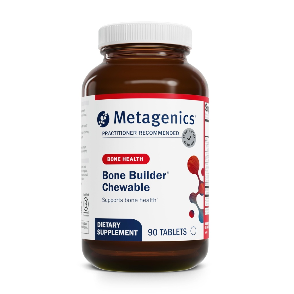 Metagenics Knoglebuilder Chewable Supplement- Calcium, Vitamin D & Magnesium til Knoglestyrke & Tandsundhed * - Understøtter Kardiovaskulær & Immunfunktion * - Non- GMO, Gluten- Free - 90 tyggetabletter