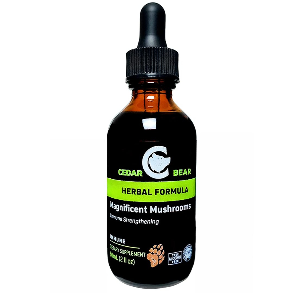 Cedar Bear Magnificent Svampe en flydende urte supplement, der bygger immunsystemet, Beskytter, Styrker og Balancer Samlet sundhed 2 Fl Oz