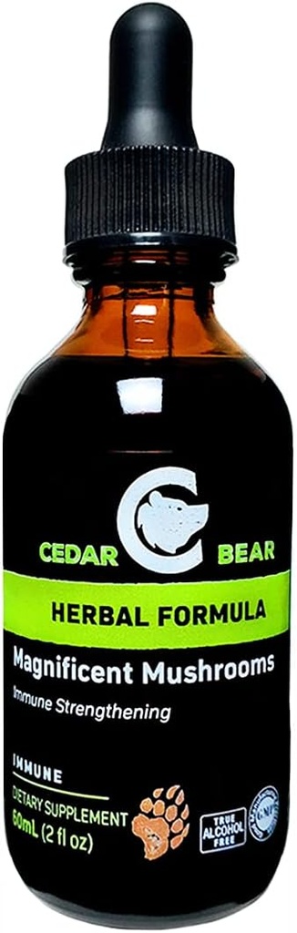 Cedar Bear Magnificent Svampe en flydende urte supplement, der bygger immunsystemet, Beskytter, Styrker og Balancer Samlet sundhed 2 Fl Oz