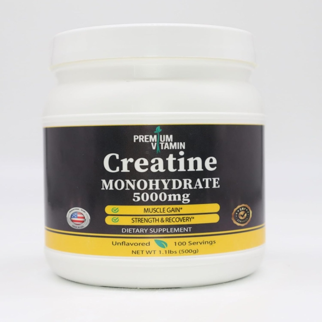 Creatin monohydrat pulver - Muskel Gain & Recovery - Pure Unflavored Creatin Powder - 5g Per Scoop - 5000mg Per Serving - Kreatin supplement til mænd og kvinder - 500 Bedste