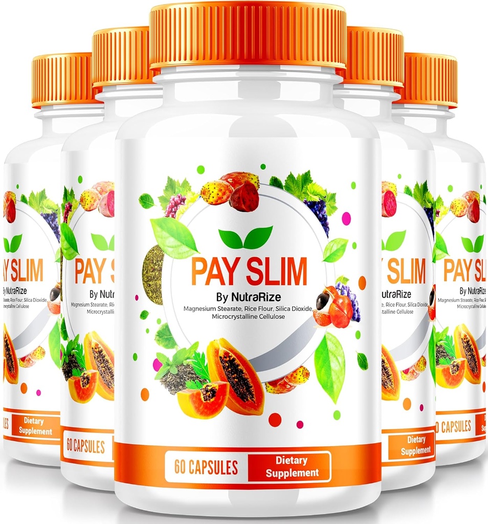 NutraRize (5 Pack) Pay Slim kapsler, PaySlim All- Natural Supplement for sund vægttab, Premium Formel til at opnå Body og Fitness Mål, Officielle anmeldelser (300 Kapsler)
