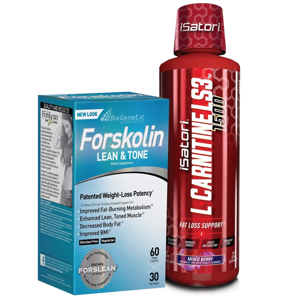 iSatori L- Carnitin LS3 Mixed Berry 1500mg (32 Servere) & BioGenetisk Labs Forskolin Lean & Tone