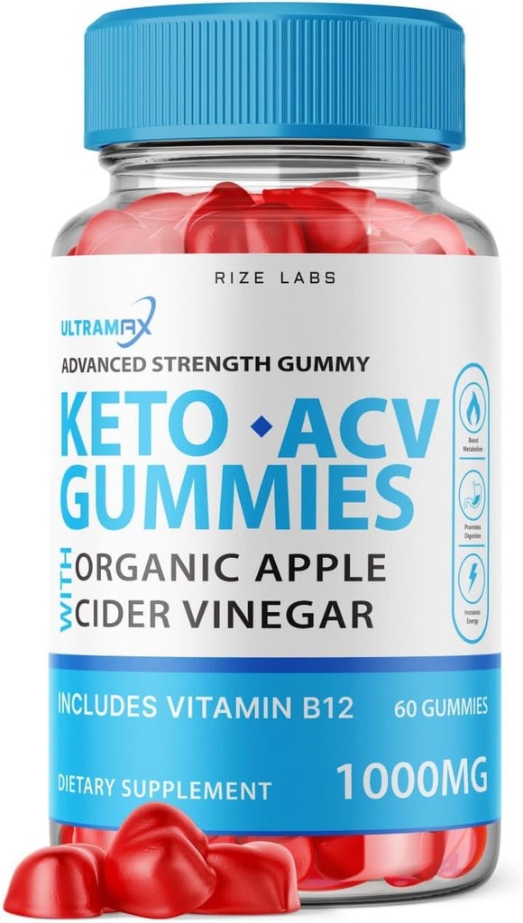 rize laboratorier - Ultra Max Keto ACV Gummies for Advanced Weight Loss med Apple Cider Vincipes, Supplement Hjælper i Reducerende Belly Fat, for ekstra styrke (60 Gummies)
