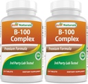 Bedste Naturals B 100 Complex 120 tabletter (B Complex Vitamin) (120 greve (pakke med 2))