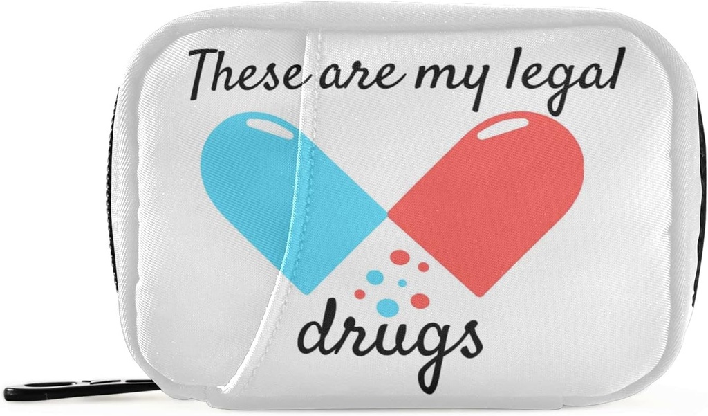 Naanle Blue and Red Pill Box 7 Day Case Bag Travel Organizer with Zipper Portable Weekly Compact Size for Vitamin Supplement Holder A Cartoon White 4.6 x 3.14 x 1.88 Inch