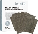 Dr. Med Sølv Calcium Alginate Sår Klædning 4 "x4" Patches, 10 Individuel Pack High Absorbency Ag Alginate Sår Bandage, Non-Adhesive, Painless Removal Gauze for Bedsore, ulcera, Skin Abrasions
