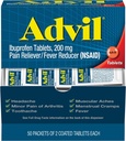 Advil Ibuprofen Tablets, 200 mg Pain Reliever / Fever Reducer (NSAID), 100 tabletter (50 pakker med 2 tabletter Hver)