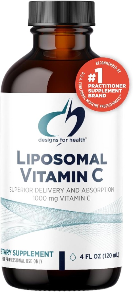 Design til sundhed Liposomal C-vitamin Flydende - 1000mg C-vitamin Supplement - Liposomes (fra Sunflower Lecithin) for Superior Absorption - Non- GMO, Pleasant Lemon Flavor (24 Servere / 4oz)