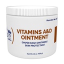 Dynarex Vitaminer A & D Salve, Salve med vitamin A og D-vitamin hudbeskyttende, for bleudslæt og ubehag, Hvid, 15 oz Jar