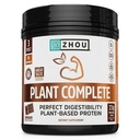 Zhou Plant Complete Vegan Protein Powder - Plant Based Protein Powder for Women & Men, Non Dairy Rice & Pea Blend for Smoothies & Shakes, 21g Protein Per Serving - Chokolade, 17.7oz (16 Servere)