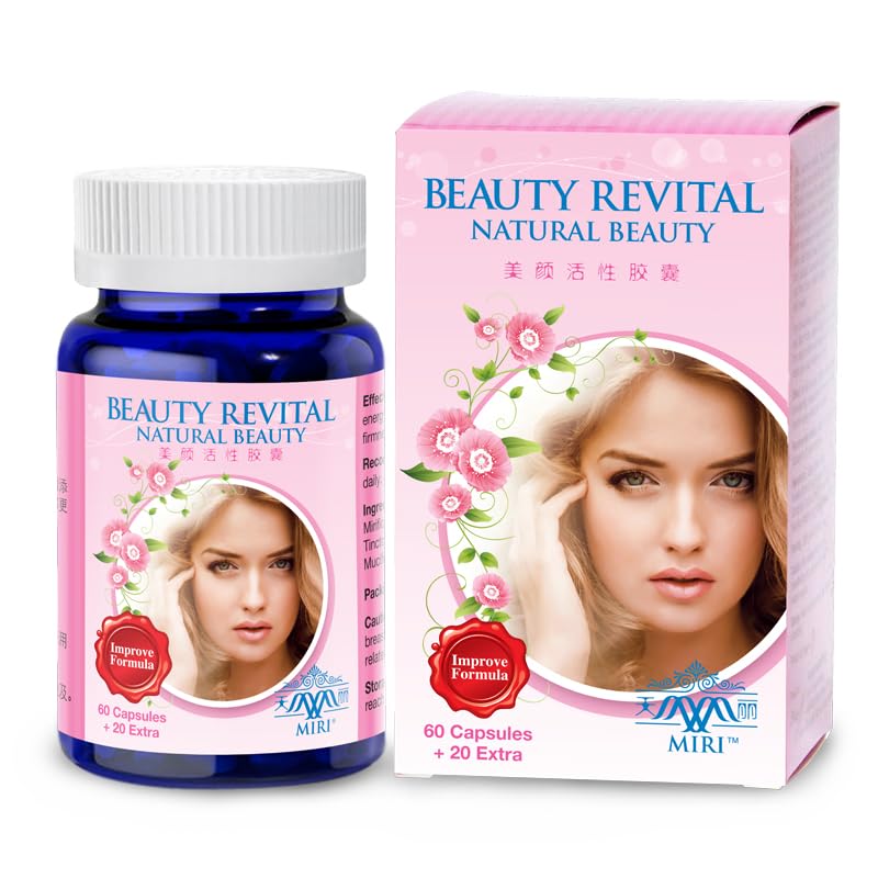Miri Beauty Revital - Breast Enhancement/Breast Augmentation, Support Hormones,Premium Pueraria Mirifica Extract & Collagen Type II (80 caps) Natural Health Supplement for Women
